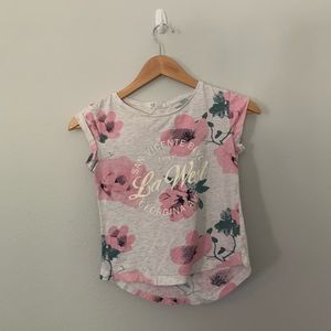 h&m floral cute kids grey and pink shirt